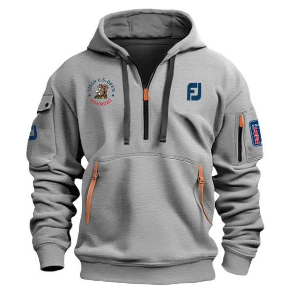 Special Release FootJoy 125th U.S. Open Exclusive Logo Fashion Hoodie Half Zipper HOUSG041124A1FJHHZ - Gray