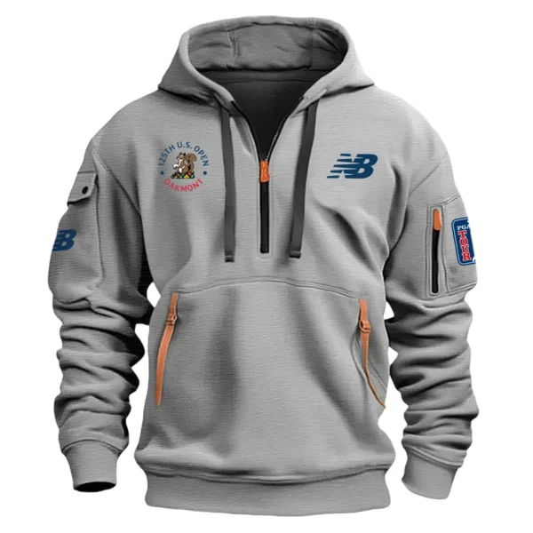 Special Release New Balance 125th U.S. Open Exclusive Logo Fashion Hoodie Half Zipper HOUSG041124A1NBHHZ - Gray