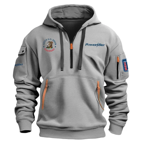 Special Release PowerBilt 125th U.S. Open Exclusive Logo Fashion Hoodie Half Zipper HOUSG041124A1PBHHZ - Gray