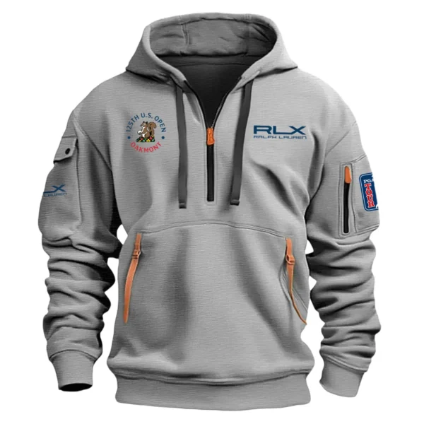 Special Release Ralph Lauren RLX 125th U.S. Open Exclusive Logo Fashion Hoodie Half Zipper HOUSG041124A1RLXHHZ - Gray