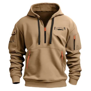 Fourteen Golf Brand Exclusive Logo Fashion Hoodie Half Zipper HOBRA121124A01FGHHZ - Khaki