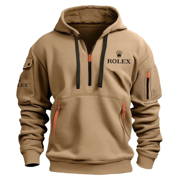 Rolex Brand Exclusive Logo Fashion Hoodie Half Zipper HOBRA121124A01ROXHHZ - Khaki