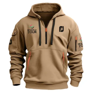 Special Release FootJoy DP World Tour Exclusive Logo Fashion Hoodie Half Zipper HODP141124A01FJHHZ - Khaki