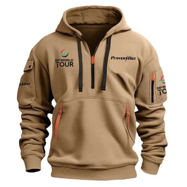 Special Release PowerBilt DP World Tour Exclusive Logo Fashion Hoodie Half Zipper HODP141124A01PBHHZ - Khaki