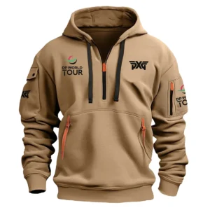 Special Release PXG Golf DP World Tour Exclusive Logo Fashion Hoodie Half Zipper HODP141124A01PXGHHZ - Khaki