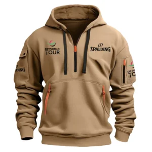 Special Release Spalding DP World Tour Exclusive Logo Fashion Hoodie Half Zipper HODP141124A01SPAHHZ - Khaki