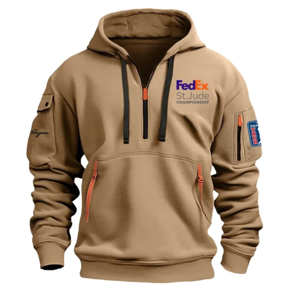 Ben Hogan FedEx St. Jude Championship Exclusive Logo Fashion Hoodie Half Zipper HOFED191224A01BHHHZ - Khaki