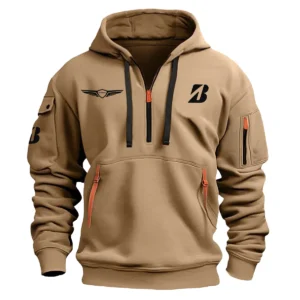 Bridgestone Golf Genesis Invitational Exclusive Logo Fashion Hoodie Half Zipper HOGEN221124A01BRHHZ - Khaki