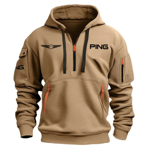 Ping Genesis Invitational Exclusive Logo Fashion Hoodie Half Zipper HOGEN221124A01PIHHZ - Khaki