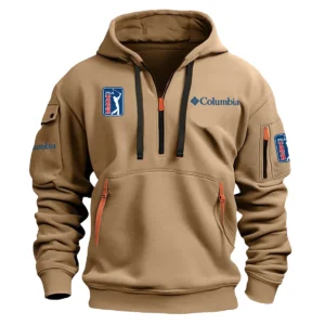 Special Release Columbia PGA Tour Champions Exclusive Logo Fashion Hoodie Half Zipper HOPGA041124A1COLHHZ - Khaki