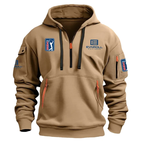 Special Release Evnroll Putters PGA Tour Champions Exclusive Logo Fashion Hoodie Half Zipper HOPGA041124A1EPHHZ - Khaki