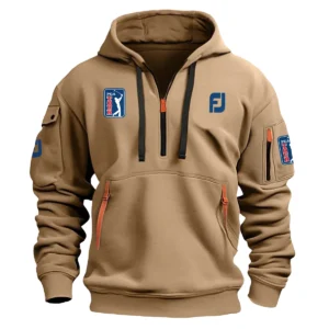 Special Release FootJoy PGA Tour Champions Exclusive Logo Fashion Hoodie Half Zipper HOPGA041124A1FJHHZ - Khaki