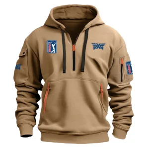 Special Release PXG Golf PGA Tour Champions Exclusive Logo Fashion Hoodie Half Zipper HOPGA041124A1PXGHHZ - Khaki