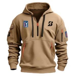 Bridgestone Golf PGA Tour Champions Exclusive Logo Fashion Hoodie Half Zipper HOPGA261124A01BRHHZ - Khaki