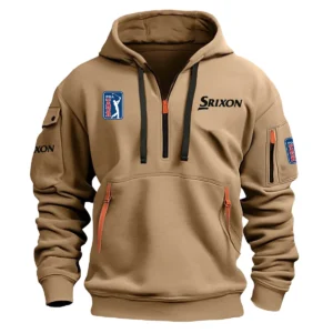 Srixon PGA Tour Champions Exclusive Logo Fashion Hoodie Half Zipper HOPGA261124A01SRHHZ - Khaki