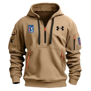 Under Armour PGA Tour Champions Exclusive Logo Fashion Hoodie Half Zipper HOPGA261124A01UAHHZ - Khaki