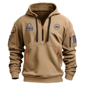 Special Release Peter Millar 2025 PGA Championship Exclusive Logo Fashion Hoodie Half Zipper HOPGC041124A1PMHHZ - Khaki