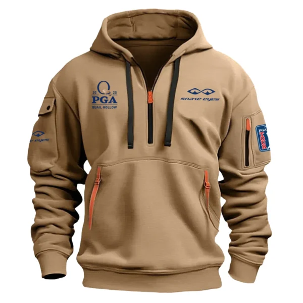 Special Release Snake Eyes 2025 PGA Championship Exclusive Logo Fashion Hoodie Half Zipper HOPGC041124A1SEHHZ - Khaki