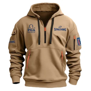 Special Release Spalding 2025 PGA Championship Exclusive Logo Fashion Hoodie Half Zipper HOPGC041124A1SPAHHZ - Khaki