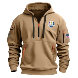 Miura Golf Ryder Cup Exclusive Logo Fashion Hoodie Half Zipper HORC171224A01MGHHZ - Khaki