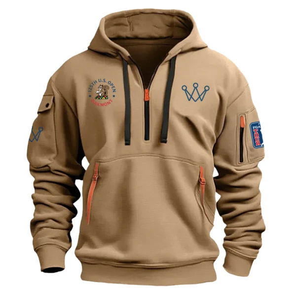 Special Release Arccos Golf 125th U.S. Open Exclusive Logo Fashion Hoodie Half Zipper HOUSG041124A1ARHHZ - Khaki