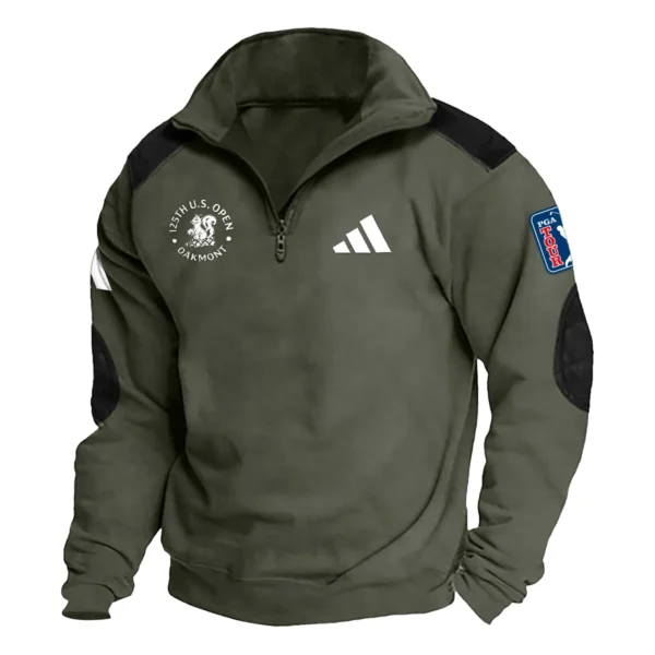 Adidas 125th U.S. Open Exclusive Logo Tactical Quarter-Zip Sweatshirt Gift For Loves HO100125A1USGAD - Military Green