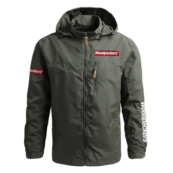 Woodpeckers Exclusive Logo Waterproof Outdoor Jacket Carpenter QTCAP311224A2WO - Army Green