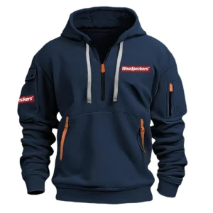 Woodpeckers Exclusive Logo Hoodie Half Zipper Carpenter Fans Loves QTCAP020125A02WO - Navy