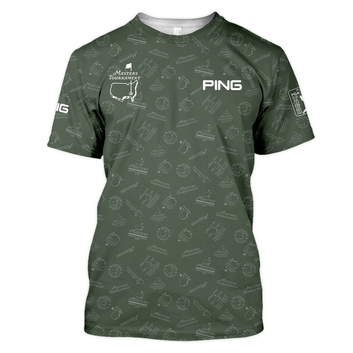 2024 Golf Pattern Masters Tournament Ping Unisex T-Shirt Dark Green Pattern All Over Print T-Shirt