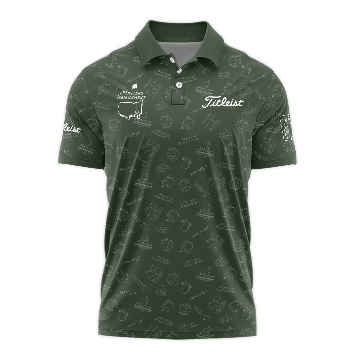 2024 Golf Pattern Masters Tournament Titleist Polo Shirt Dark Green Pattern All Over Print Polo Shirt For Men