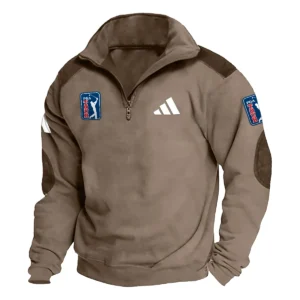 Adidas PGA Tour Champions Exclusive Logo Tactical Quarter-Zip Sweatshirt Gift For Loves HO100125A1PGAAD - Brown