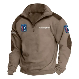 PowerBilt PGA Tour Champions Exclusive Logo Tactical Quarter-Zip Sweatshirt Gift For Loves HO100125A1PGAPB - Brown