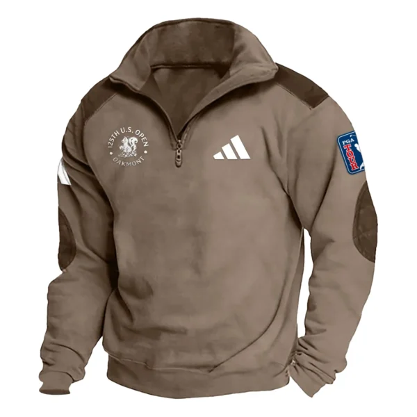 Adidas 125th U.S. Open Exclusive Logo Tactical Quarter-Zip Sweatshirt Gift For Loves HO100125A1USGAD - Brown