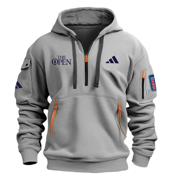 Adidas The Open Championship Exclusive Logo Hoodie Half Zipper HO041124A1ADTOP - Gray