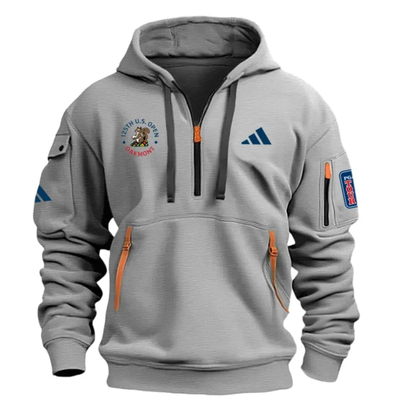 Adidas 125th U.S. Open Exclusive Logo Hoodie Half Zipper HO041124A1ADUSG - Gray