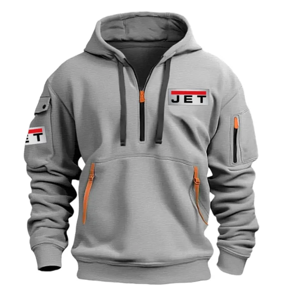 Jet Tools Exclusive Logo Hoodie Half Zipper Carpenter Fans Loves QTCAP020125A02JT - Gray