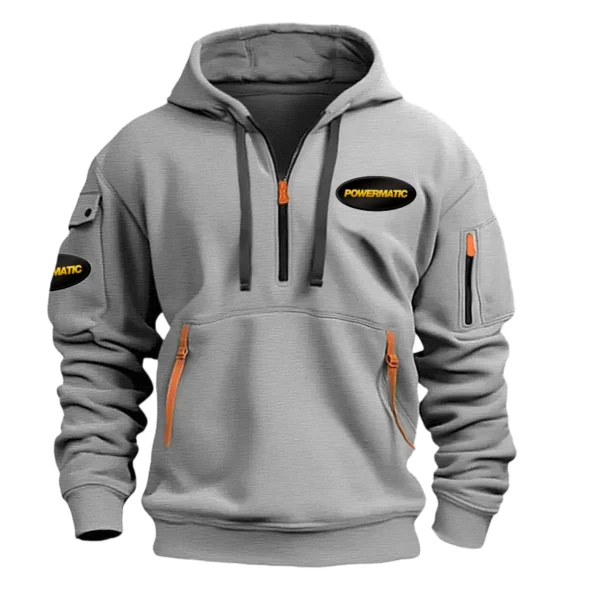 Powermatic Exclusive Logo Hoodie Half Zipper Carpenter Fans Loves QTCAP020125A02PO - Gray