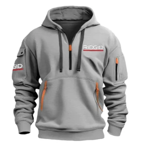 RIDGID Exclusive Logo Hoodie Half Zipper Carpenter Fans Loves QTCAP020125A02RID - Gray