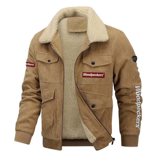 Woodpeckers Exclusive LogoThickened Corduroy Jacket Carpenter QTCAP020125A01WO - Khaki