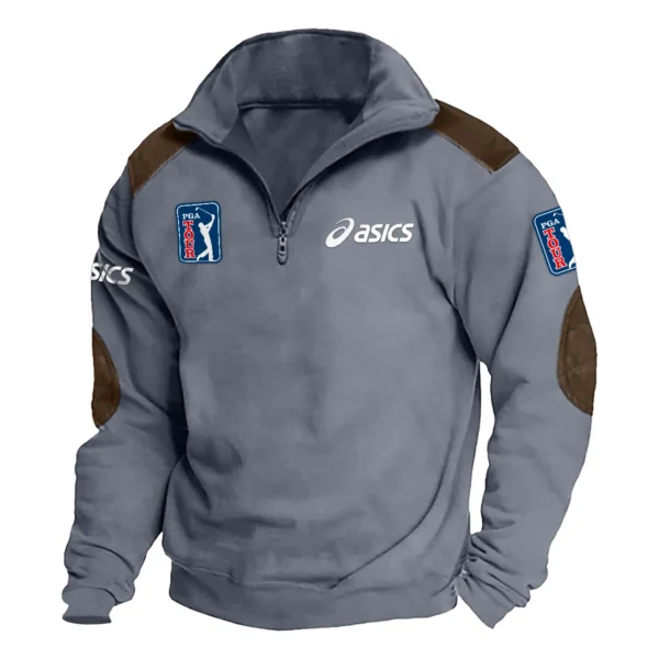 Asics PGA Tour Champions Exclusive Logo Tactical Quarter-Zip Sweatshirt Gift For Loves HO100125A1PGAAS - Dark Gray