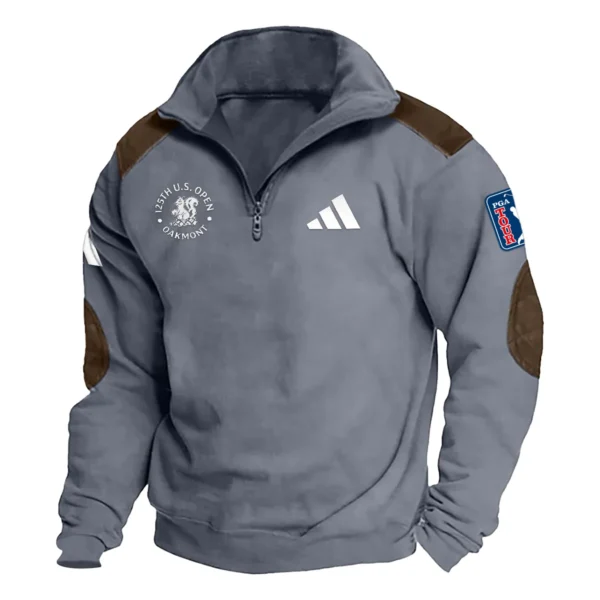 Adidas 125th U.S. Open Exclusive Logo Tactical Quarter-Zip Sweatshirt Gift For Loves HO100125A1USGAD - Dark Gray