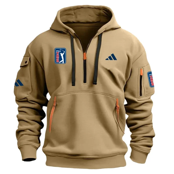 Adidas PGA Tour Champions Exclusive Logo Hoodie Half Zipper HO041124A1ADPGA - Khaki