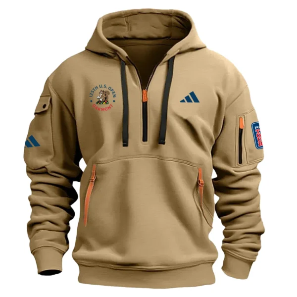 Adidas 125th U.S. Open Exclusive Logo Hoodie Half Zipper HO041124A1ADUSG - Khaki