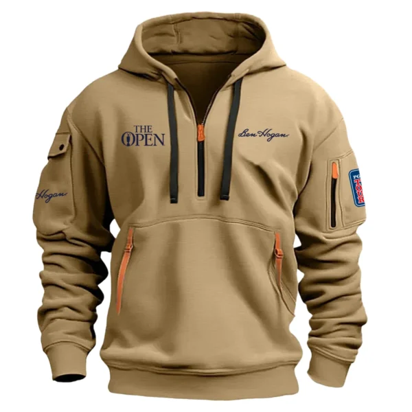 Ben Hogan The Open Championship Exclusive Logo Hoodie Half Zipper HO041124A1BHTOP - Khaki