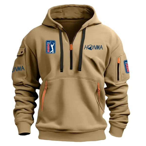 Honma PGA Tour Champions Exclusive Logo Hoodie Half Zipper HO041124A1HOPGA - Khaki