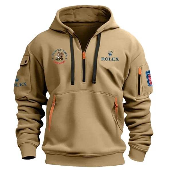 Rolex 125th U.S. Open Exclusive Logo Hoodie Half Zipper HO041124A1ROXUSG - Khaki