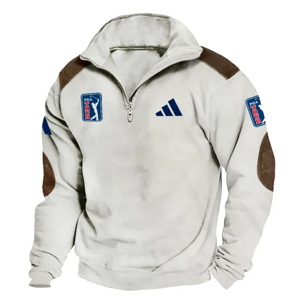 Adidas PGA Tour Champions Exclusive Logo Tactical Quarter-Zip Sweatshirt Gift For Loves HO100125A1PGAAD - Milky White