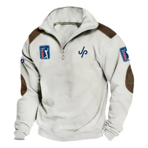 JP Golf PGA Tour Champions Exclusive Logo Tactical Quarter-Zip Sweatshirt Gift For Loves HO100125A1PGAJP - Milky White