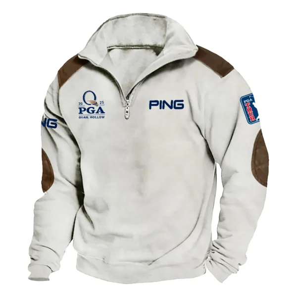 Ping 2025 PGA Championship Exclusive Logo Tactical Quarter-Zip Sweatshirt Gift For Loves HO100125A1PGCPI - Milky White