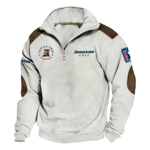 Bridgestone Golf 125th U.S. Open Exclusive Logo Tactical Quarter-Zip Sweatshirt Gift For Loves HO100125A1USGBR - Milky White